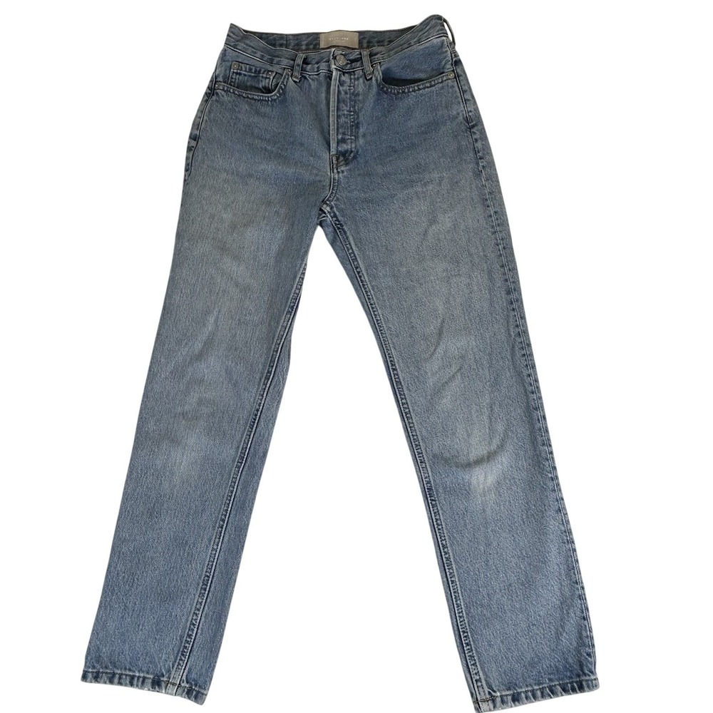Everlane The Cheeky Crop Jean High Rise Button Fly Straight Leg Blue Denim Sz 25